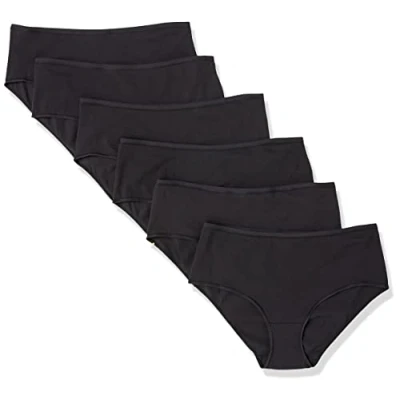 Imagen de Amazon Essentials Calzoncillos Midi de algodón Mujer, Pack 6, Negro, 36
