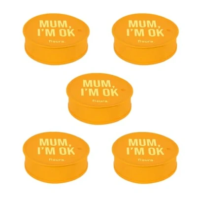 Imagen de Fisura Tapa vasos antidroga &quot;Mum, I&#039;m ok&quot; 5 unidades. Protector de bebida original. Cubierta para bebidas reutilizable. Protección vaso antiderrame hecho silicona. unidades