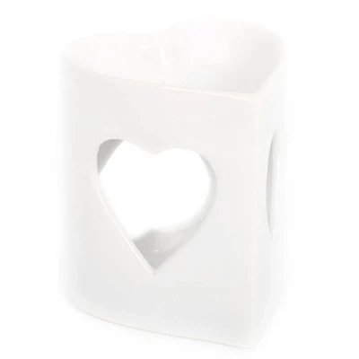 Imagen de Quemador de esencias blanco cerámica en forma corazón incienso