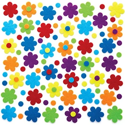Imagen de Baker Ross FC741 Pegatinas de Fieltro Flores Multicolor Set 175, para Niños