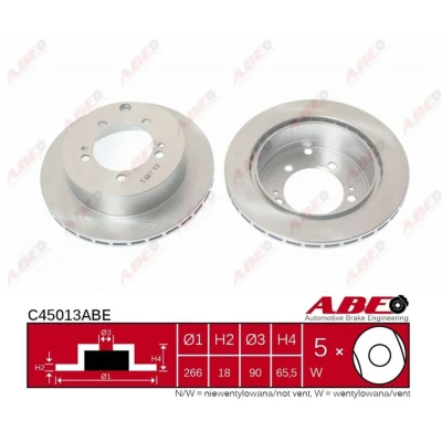 Imagen de ABE C45013ABE Disco de freno Eje trasero 266 18 5 ventilado