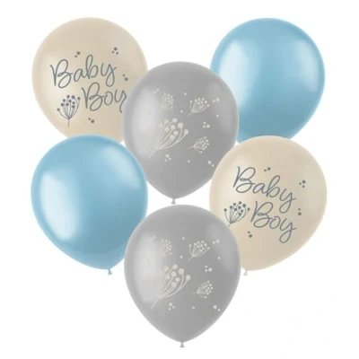 Imagen de Folat B.V. Shower Deko, Babyparty, Blau, WeißLatexballons Blooming Baby Boy 33 cm 6 Stück, Multicolor (24987)