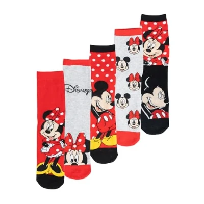 Imagen de Disney Minnie &amp; Mickey Mouse Calcetines para mujer zapatillas 38 43 (5 unidades), multicolor,