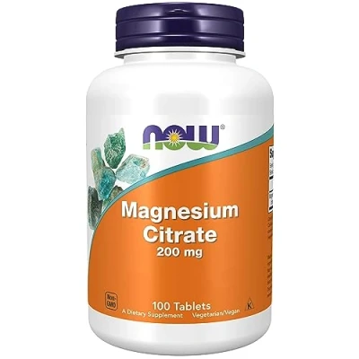 Imagen de Now Foods, Magnesium Citrate, 200mg Magnesio, 100 Tabletas veganas, Probado en Laboratorio, Vegetariano, Sin Gluten, Soja, No GMO