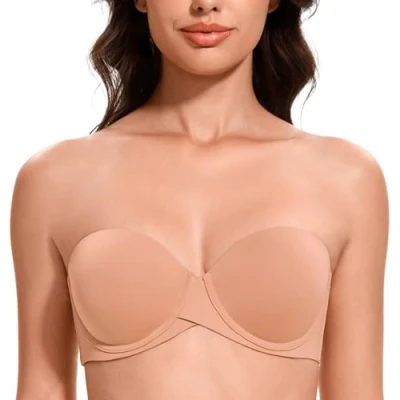Imagen de MELENECA Sujetador sin Tirantes Push Up de Silicona para Mujer Capuchino 90B