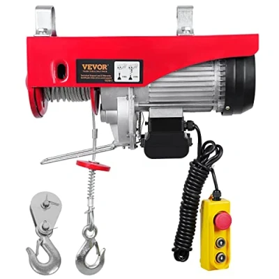 Imagen de VEVOR Polipasto Eléctrico de Cable Capacidad 1000kg 1600 W con Mando a Distancia Inalámbrico 10m/min Altura Elevación 12m Único Motor Cobre Puro para Garajes Almacenes Plantas