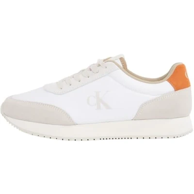 Imagen de Calvin Klein Runner Sneaker Hombre Retro Iconic Calzado, Multicolor (Bright White/Eggshell/A Orange), 45