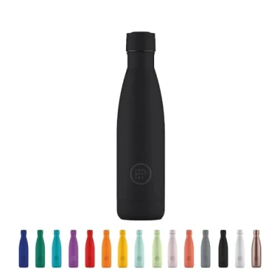 Imagen de Cool Bottles Botella de Agua Acero Inoxidable 500 ml Mono Black 26,5 x 7 cm Térmica Hermética Bebidas Frías 36 Horas y Calientes 18 Triple Technology Libre BPA