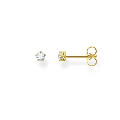 Imagen de THOMAS SABO Pendientes Individuales Piedra Blanca Plata Chapada en Oro H2135 414 14, Amarillo