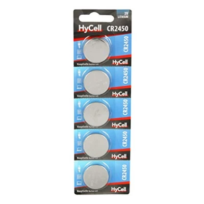 Imagen de HyCell Lote de 5 Pilas botón Litio CR2450 3 V Primera Calidad, Larga Durabilidad y Gran Capacidad/Ideal para Mando a Distancia, Reloj, cámara, radios, etc.