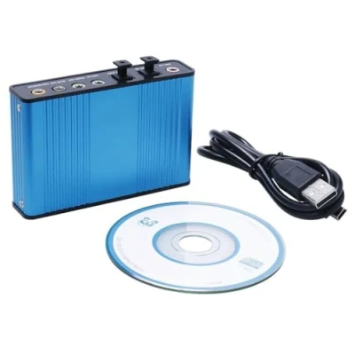 Imagen de Tarjeta de Sonido, Sonido Externa 6 Canales, USB 2.0, 5.1, Envolvente óptico, S/PDIF, Adaptador para PC portátil (Azul)