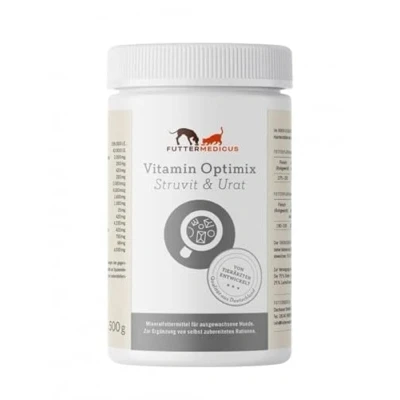 Imagen de Futtermedicus Vitamina Optimix Estruvita y urato 500 g Complemento alimenticio Para perros apoyo con cristales urinarios Reducción de la ingesta fósforo magnesio