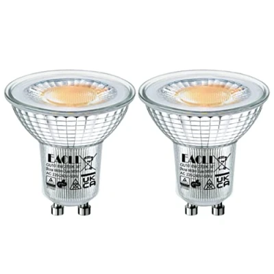 Imagen de EACLL Bombillas LED GU10 2700K Blanco Cálido 6W Fuente de Luz 660 Lúmenes Equivalente 75W Halógena.AC 230V Sin Parpadeo Focos, 38 Spotlight, Lámpara Reflectora no Regulable, Pack 2