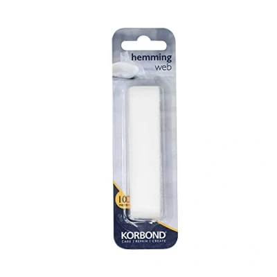 Imagen de Korbond Hemming Web 10mtr 110041 Cinta 10m x 2cm para dobladillos y Manualidades, INCONSÚTIL e Ideal dobladillar Pantalones de Trabajo, emblemas o Uniformes Escolares, Hierro, White
