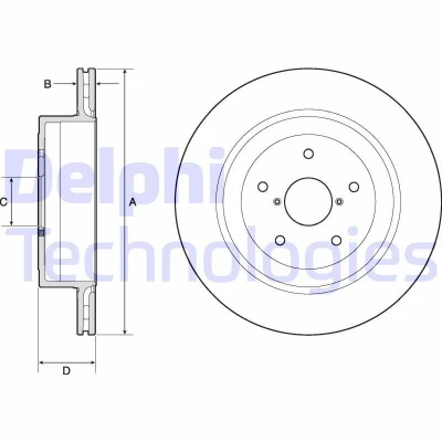 Imagen de DELPHI BG4775C Disco de freno 316 20 5 ventilado revestido sin procesar cojinete rueda, anillo sensor ABS SUBARU: Impreza II Berlina