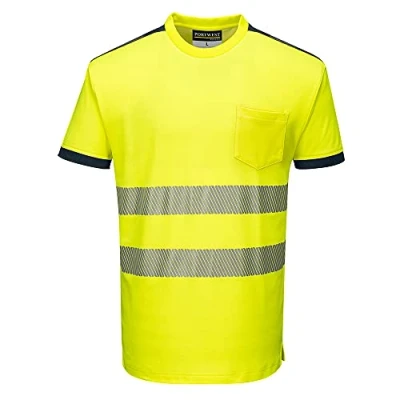 Imagen de Portwest PW3 Hi Vis Camiseta S/S, Talla: M, Color: Amarillo/Azul Marino, T181YNRM