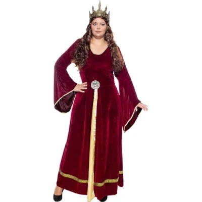 Imagen de Funidelia Disfraz de Lady Ginebra para mujer Edad Media, Princesas, Reina adultos y divertidos accesorios Fiestas, Carnaval Halloween Talla XXL Granate