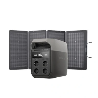Imagen de Generador solar EF ECOFLOW DELTA 3 con panel de 220 W, entrada 500 batería LFP, estación energía 1024 Wh, para doméstica, emergencia, camping y caravanas, banco incluido