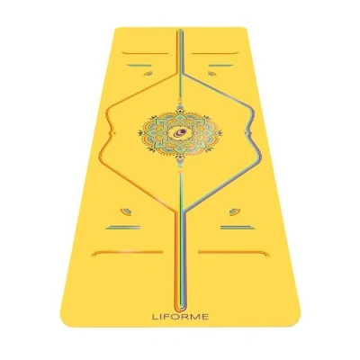 Imagen de Colección Liforme de Esterillas Yoga Estampadas Sistema Alineación Patentado, Ecológica, Biodegradable, Resistente al Sudor, Ancho y Grueso para Mayor Comodidad Amarillo arco Iris