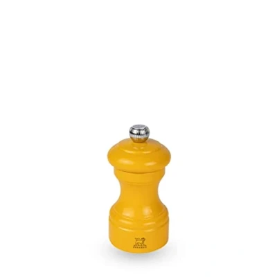 Imagen de PEUGEOT Molinillo De sal Bistro 10 cm Ajuste clásico molienda madera certificada PEFC Lacado amarillo azafrán