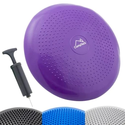 Imagen de CampTeck U7294 Cojin Equilibrio Disco Vestibular Inflable 32cm con Bomba de Mano para el Entrenamiento del Balance, Agilidad, Gimnasio, Yoga, Sentada Cómoda Púrpura