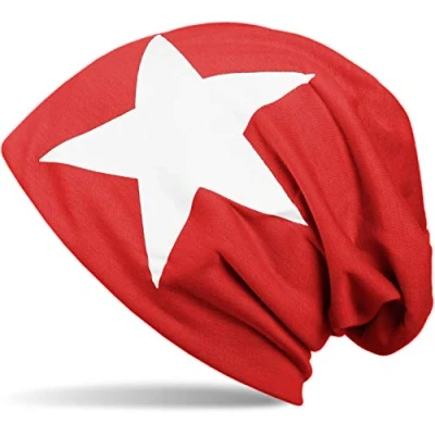 Imagen de styleBREAKER Gorro Beanie clásico con Estampado de Estrella, Unisex 04024038, Color:Rojo Blanco