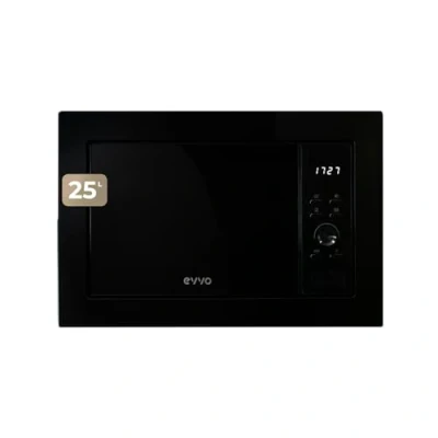 Imagen de Microondas integrable EVVO MI35 Black, 25L de Capacidad, Grill 1000W, Puerta y Marcos Efecto Brillante, Multifunción, 8 Funciones, Temporizador 60 Minutos, Display Digital (Acabado Negro)