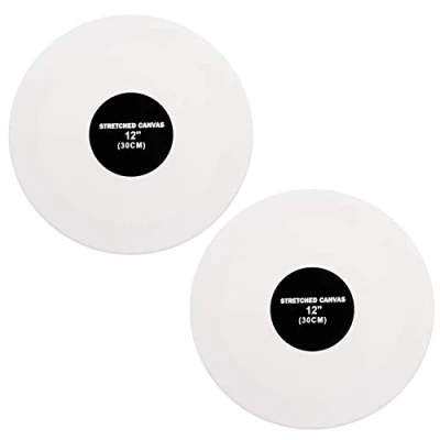 Imagen de Belle Vous Pack de 2 Lienzo Redondo en Blanco 30 cm Grande Pre Estirado Paneles para Pintar Apto Acrílico y Oleo Bocetos Dibujos