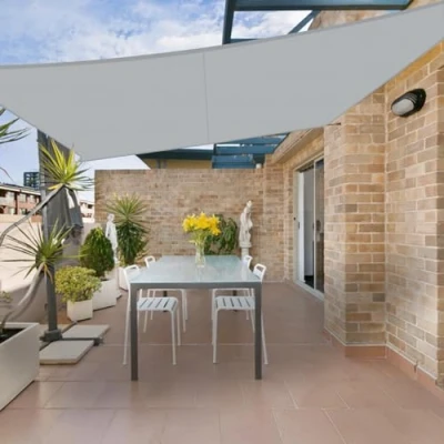 Imagen de HENG FENG Toldo Vela de Sombra Impermeable Rectangular 4x5m Poliéster Protección Rayos UV Resistente para Terraza Patio Exterior Jardín Color Gris
