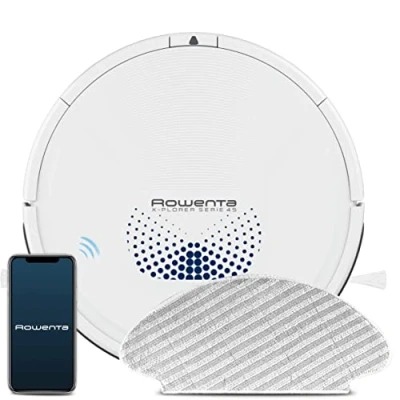 Imagen de Rowenta Aspirador robótico X plorer Serie 45 RR8277, Cepillo motorizado Activo, 3 Modos de navegación, Sistema Aqua Power, sensores avanzados, batería Iones Litio Duradera, 150 min. Duración