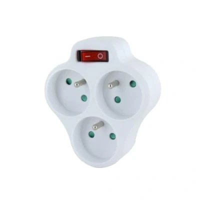 Imagen de Base triple blanca 3 x 16 A con interruptor