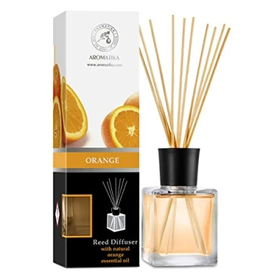 Imagen de Difusor Naranja 200ml Aroma con Aceite Esencial de Caña Ambientador para Cocina Perfumado Varitas Aromáticas