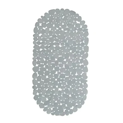 Imagen de Relaxdays Alfombra Bañera Antideslizante, Diseño Piedra, Alfombrilla Baño Ventosas, PVC, 1 Ud, 66,5 x 34,5 cm, Gris