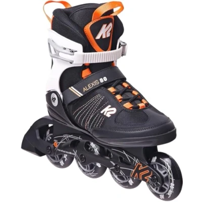 Imagen de K2 Patines en línea Alexis 80 para mujer con bota blanda K2, negro y naranja, 30E0874 [Exclusiva Amazon]