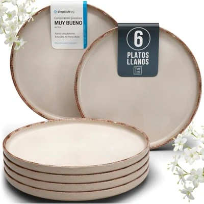 Imagen de Vajillas Completas para 6 Personas Juego de Teller Modernos y Resistentes Lavavajillas el Conjunto Ideal Vajilla Tu Hogar Pure Living en Color Beige