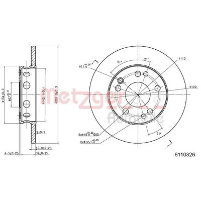 Imagen de METZGER 6110326 Disco de freno Eje delantero 262,0 11 5 112 macizo barnizado, Lijado en cruz MERCEDES BENZ: 190