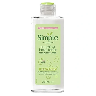 Imagen de Simple Kind to Skin Tóner facial calmante del Reino Unido, marca número 1 para el cuidado de la piel facial, sin alcohol, 200 ml, paquete puede variar