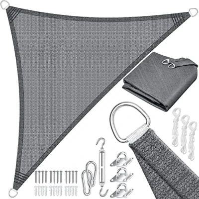 Imagen de KESSER® Vela de Sombra Protección Solar Cortavientos incluidos Material Montaje con Ojales Tela HDPE Resistente al Agua, Viento y Desgarro Cosido 5 Veces 4.2x4.2x6m Triángulo, Arena