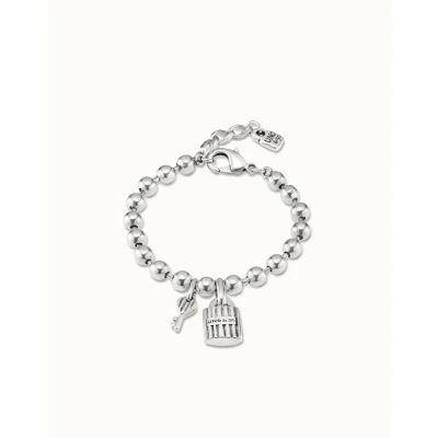 Imagen de UNOde50 Pulsera De Aleación Metales Bañados En Plata Ley. Charms Candado Y Llave, Cierre Mosquetón