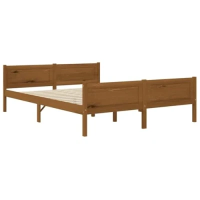 Imagen de vidaXL Estructura de Cama Casa Hogar Dormitorio Robusta Duradera Muebles Mobiliario Cómodo Matrimonial Marrón Miel 140x200 cm Madera Maciza Pino