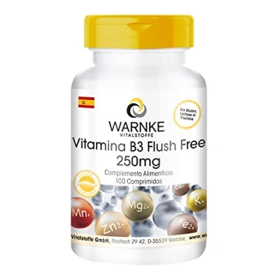 Imagen de Vitamina B3 Flush Free 250mg Vegana 100 comprimidos Warnke Vitalstoffe Calidad de farmacia alemana