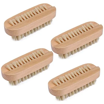 Imagen de Cerdas naturales, cepillo de uñas manicura, madera doble cara, pedicura baño uñas, pequeño (4 piezas)