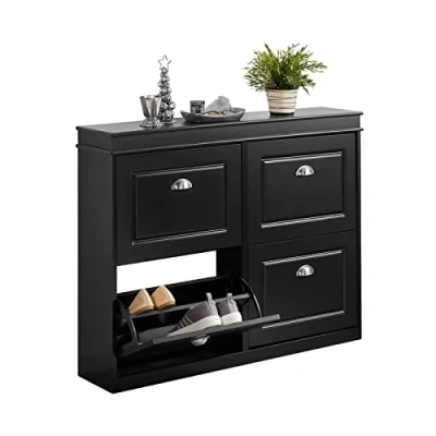 Imagen de SoBuy Zapatero con 4 Puertas Organizador para Zapatos Negro 105 x 24 82 cm FSR79 SCH ES