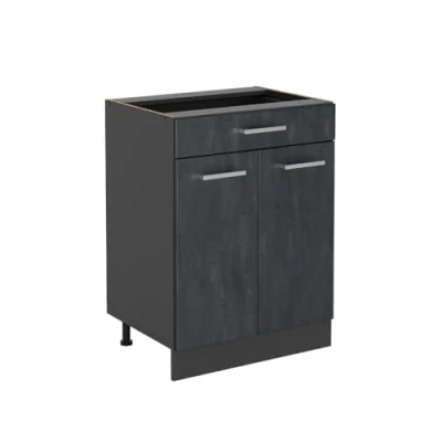 Imagen de Vicco Mueble bajo de Cocina R Line, Hormigón Negro/Antracita, 60 cm con cajón, sin encimera