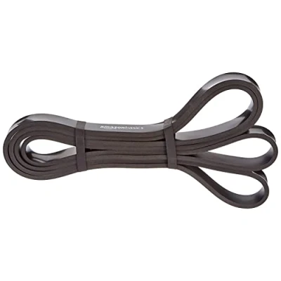 Imagen de Amazon Basics Banda elástica de Resistencia y dominadas, 13,6 a 27,2 kg (1,9 cm Ancho), Negro