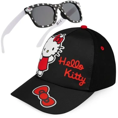Imagen de Get Trend Hello Kitty Set de Gafas Sol y Gorra Niña Proteccion Solar Niño UV400 Viajes Accesorios (Negro Kitty)