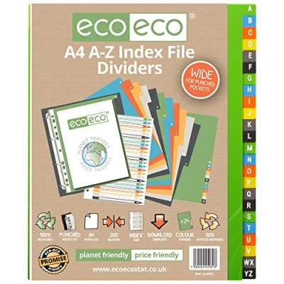 Imagen de eco A4 50% Reciclada Set A Z divisores amplio índice de archivos