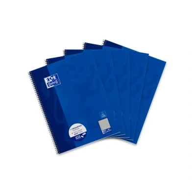 Imagen de Oxford Cuaderno escolar (A4, cuadriculado, 80 hojas, 5 unidades), color azul