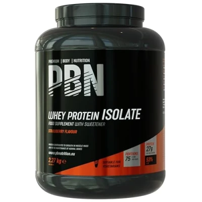 Imagen de Premium Body Nutrition Aislado de proteína suero leche en polvo (Whey ISOLATE), 2.27 kg (Paquete 1), sabor Fresa, 75 porciones