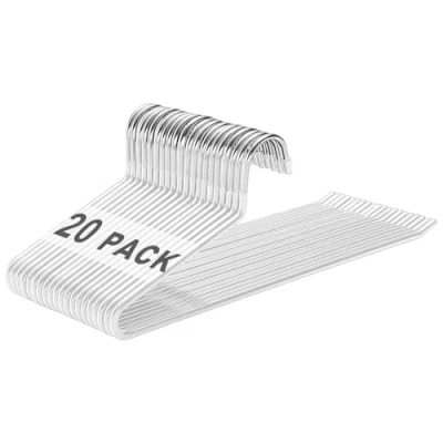 Imagen de devesanter perchas para pantalones, 20 unidades, de metal, abiertas ahorrar espacio, multifuncionales vaqueros, toallas, bufandas (blanco)